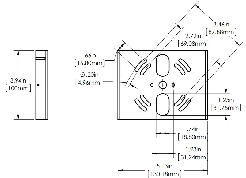 superbrightleds MWP Series Mini LED Wall Pack - Bracket Dimensions