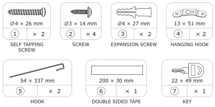 COSTWAY JV10086 Jewelry Cabinet - Hardware List