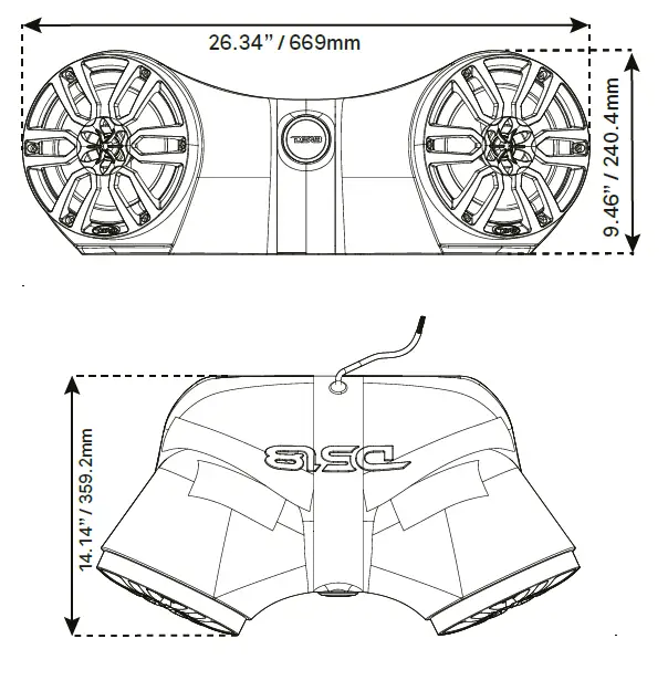 DS18 JSD8 Hydro 8 Inch NXL-8BK Double Jet ski Rear Sound Bar Owner's fig 1