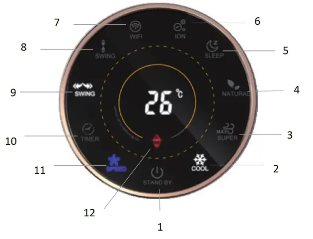 KLARSTEIN 10036091 Air Cooler - Control panel