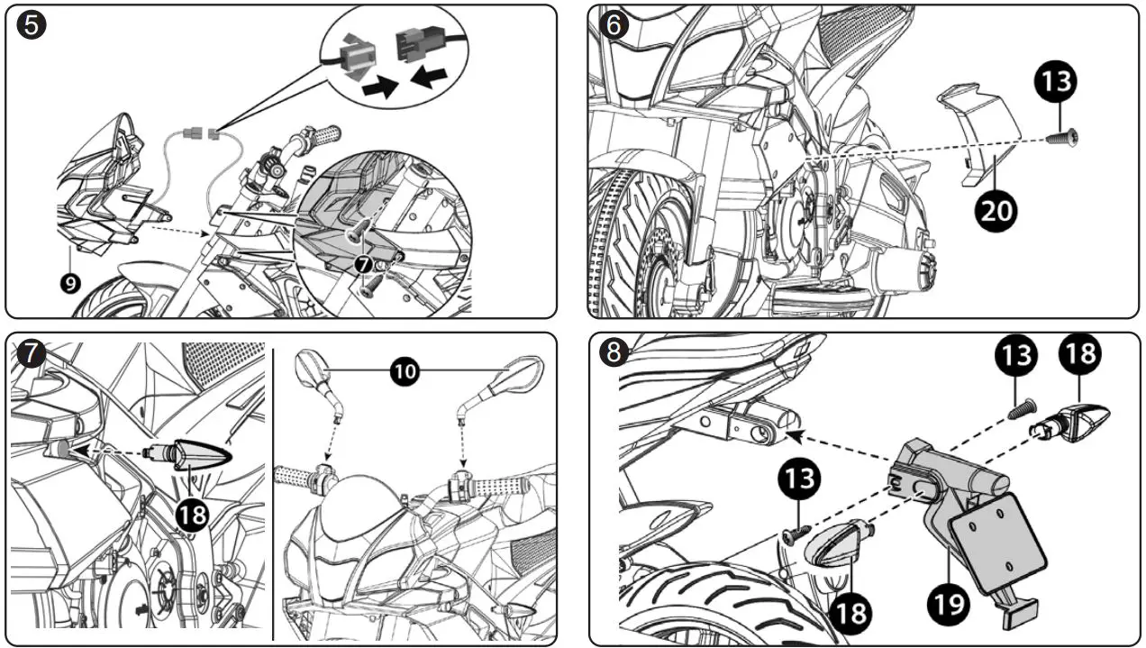 JAMARA 460587 Ride on Aprilia Tuono Motorcycle Instruction Manual - Fig 5,6,7,8