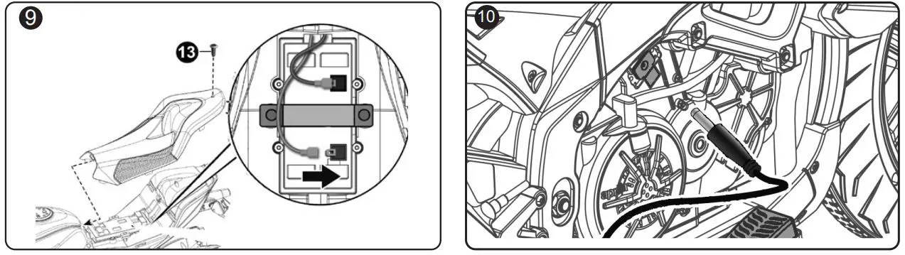 JAMARA 460587 Ride on Aprilia Tuono Motorcycle Instruction Manual - Fig 9,10