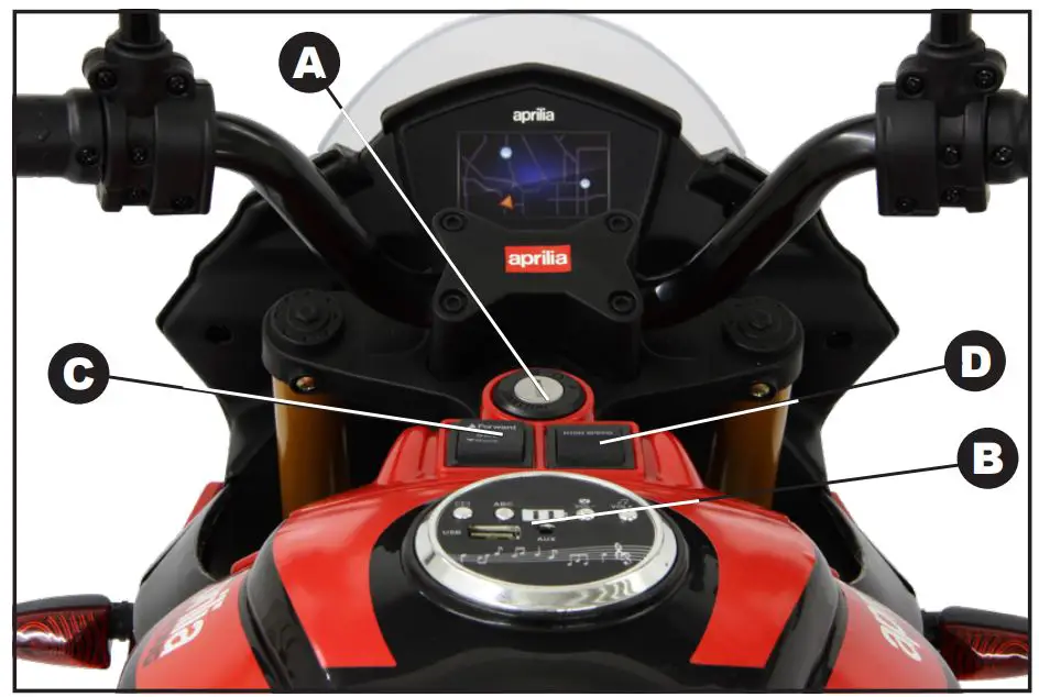 JAMARA 460587 Ride on Aprilia Tuono Motorcycle Instruction Manual - Functions