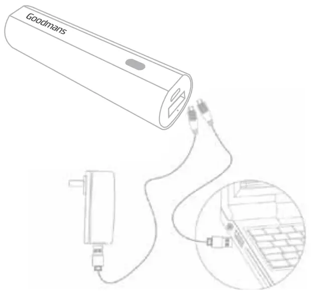 Goodmans 2500mAh Portable Charge - QUIIC SET UP