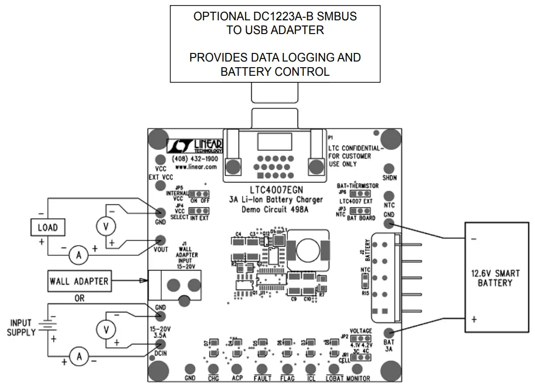 LINEAR TECHNOLOGY LTC4007 Demonstration Circuit 498 3 and 4 Cell Li Ion Battery Charger Board - fig 1