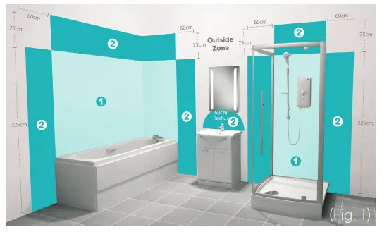 HiB 54500 Dimension 50 Bluetooth LED Illuminated Aluminium Mirror Cabinet - fig1