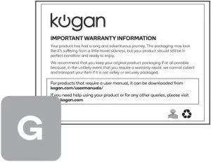 G Warranty card