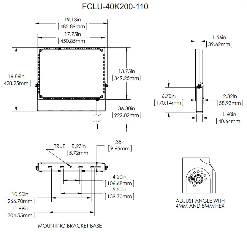superbrightleds FLCU x30 110 FLCU Series High Watt LED Flood Lights - Dimensional 4