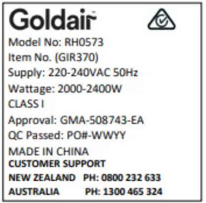 Goldair GIR370 2400W Radiant Heater with Fan - icon 1