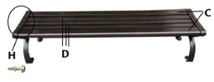 GLOBAL INDUSTRIAL 436977BK Aluminum Park Bench without Backrest - fig 2