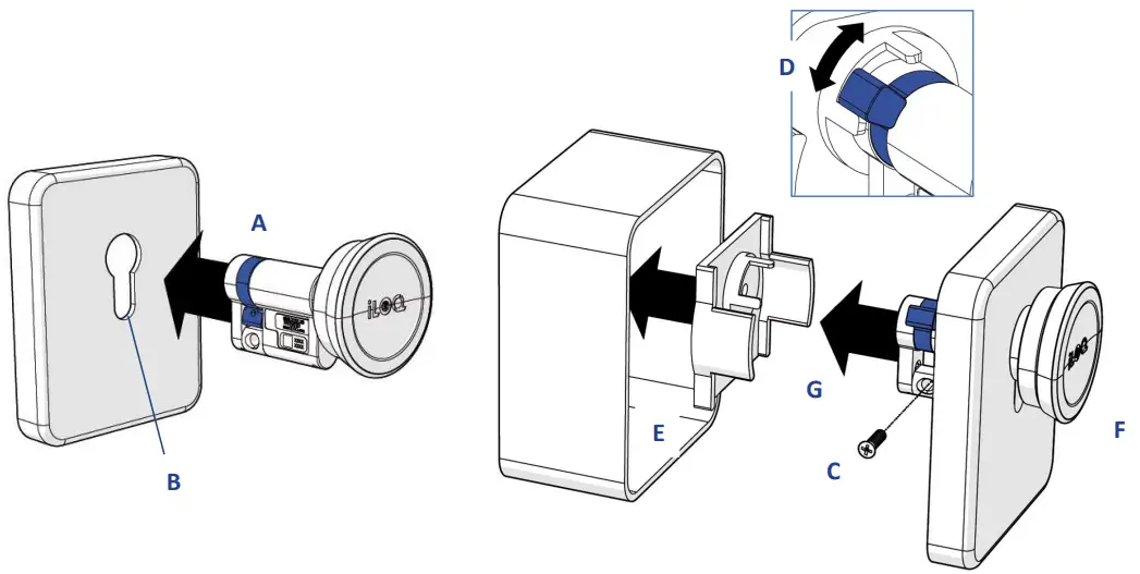 iLOQ D50S.511.SB Europrofile Half Cylinder with Adjustable Cam - Figure 1