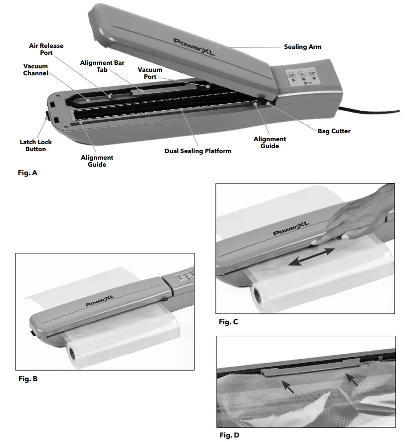 PowerXL VS2 Duo NutriSealer Food Vacuum Sealer Machine - Instructions For Use