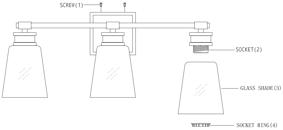 Capitol Lighting M80054BN MBK 3 Light Bathroom Vanity Light