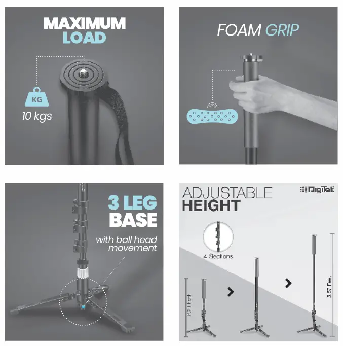 DigiTek DPMP 172B Professional Ultra Portable Cum Heavy Duty Monopod-fig2