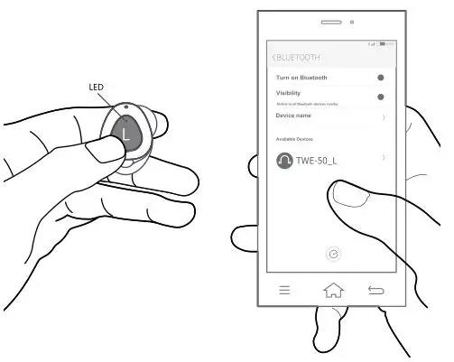 DENVER True Wireless TWE-50 TWS Earbuds - Find “TWE-50_L” to connect with your phone