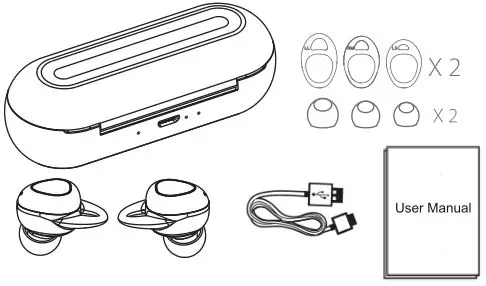 DENVER True Wireless TWE-50 TWS Earbuds - Packing list