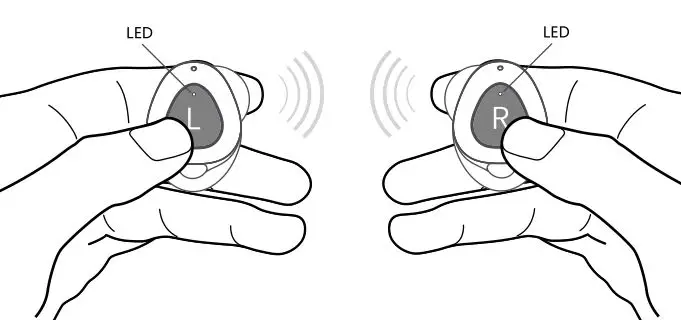 DENVER True Wireless TWE-50 TWS Earbuds - Press L&R button for 2s