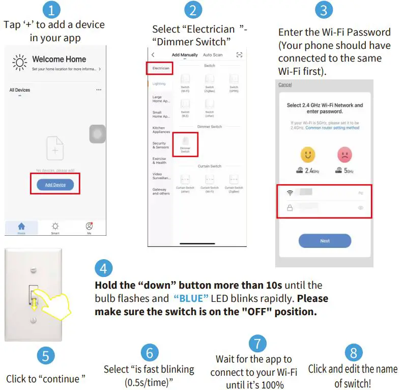 EVA LOGIK WF31T 3 Way WiFi Toggle Dimmer Switch Installation Guide - Easy Mode