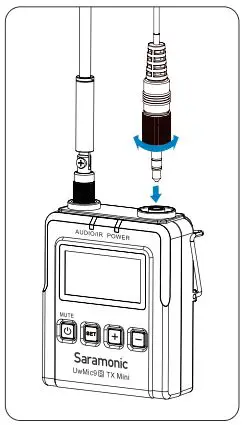 Saramonic UwMic9S Mini UHF Wireless Microphone System User Manual - Attaching a belt clip