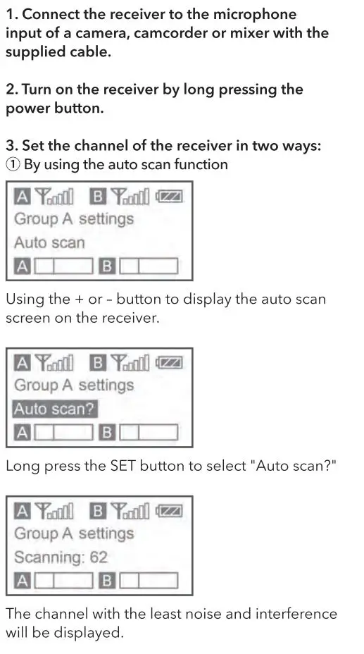 Saramonic UwMic9S Mini UHF Wireless Microphone System User Manual - Operation guide