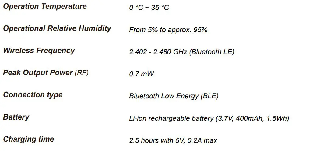 bHaptics TACTAL Haptic Face Cover for VR HMDs User Guide - Device Specification