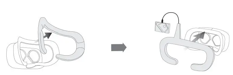 bHaptics TACTAL Haptic Face Cover for VR HMDs User Guide - Remove the cover inside the HMD unit and attach the Tactal to the cushioned area