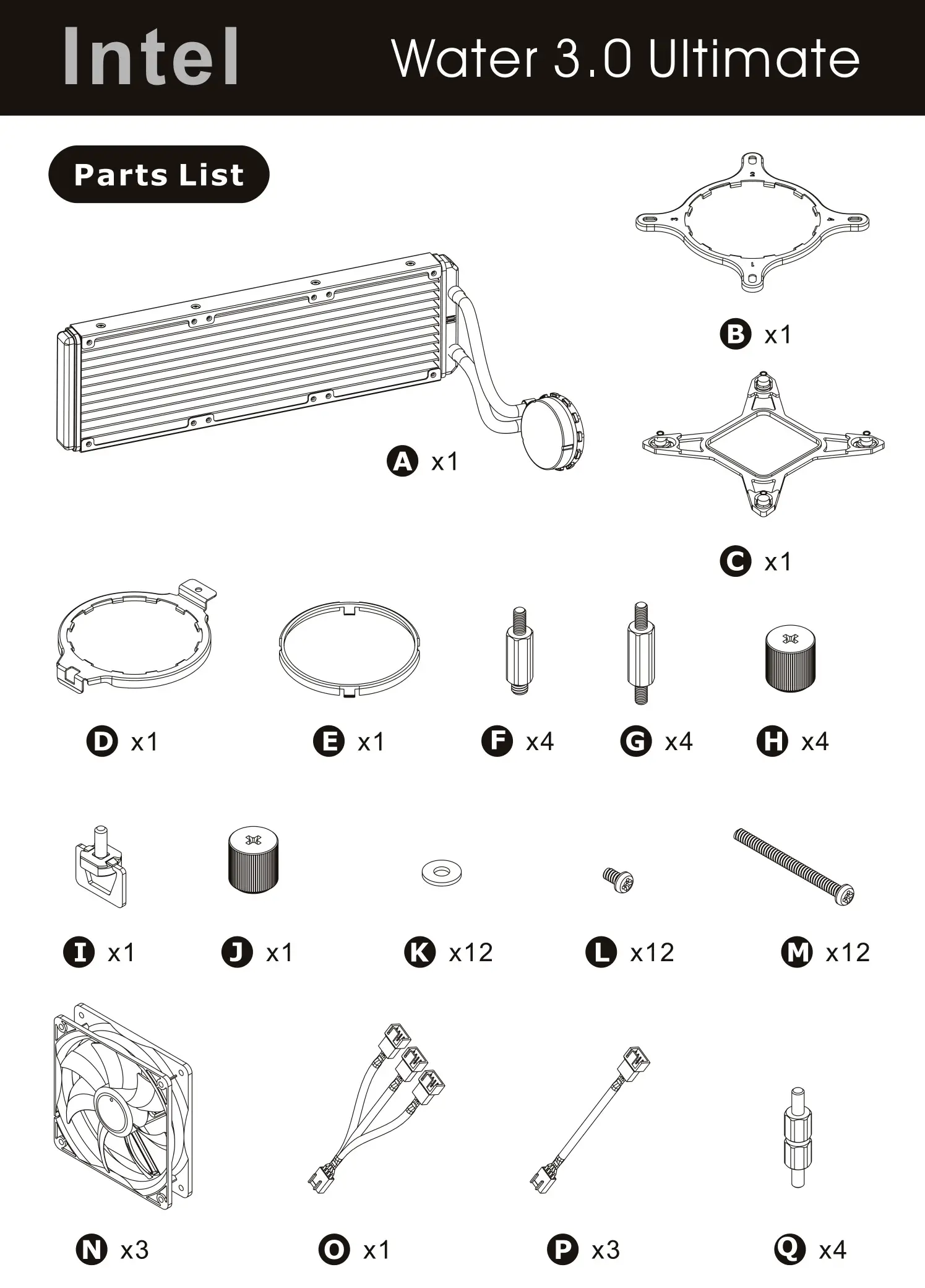 thermaltake Intel Water 3.0 Ultimate - parts list