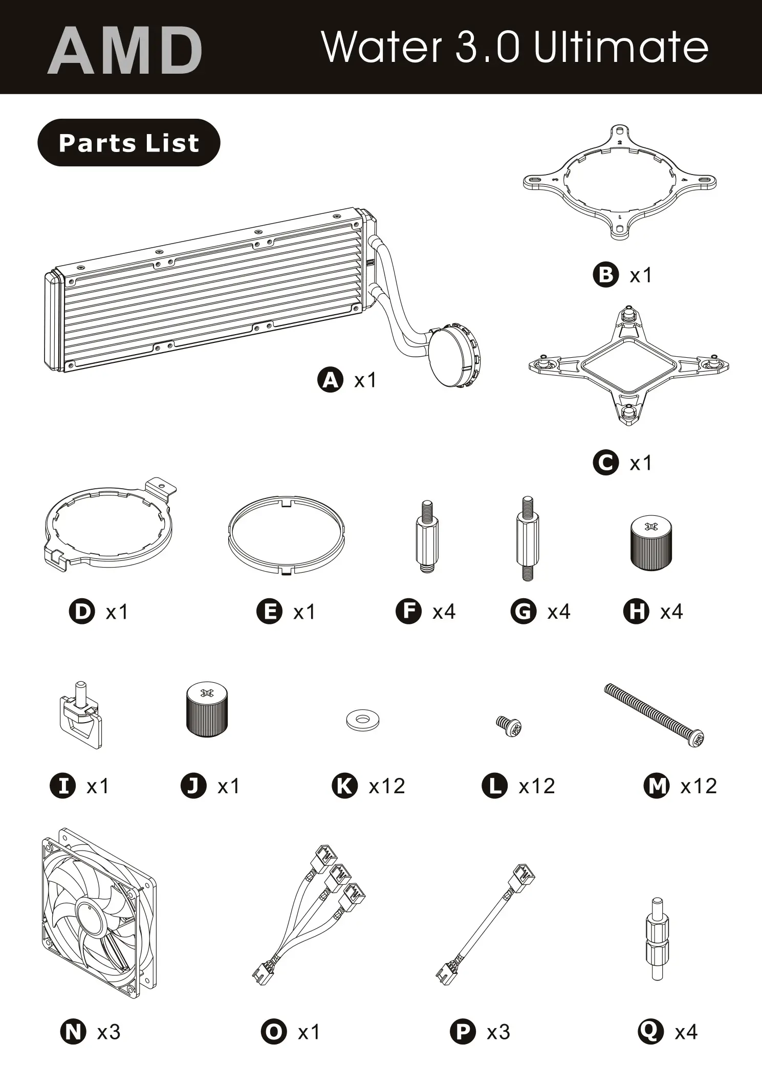 thermaltake Intel Water 3.0 Ultimate - parts list