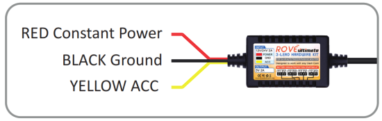 ROVE Ultimate 3 Lead Hard Wire Kit for 24 HR Parking Monitor - BLACK Ground