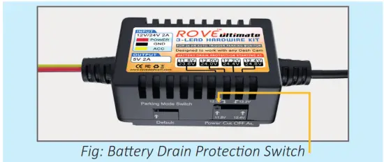 ROVE Ultimate 3 Lead Hard Wire Kit for 24 HR Parking Monitor - SWITCH