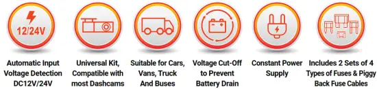 ROVE Ultimate 3 Lead Hard Wire Kit for 24 HR Parking Monitor - fig
