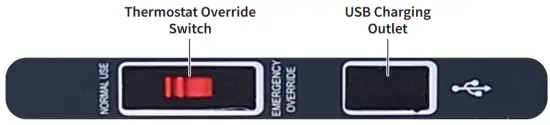 USB Charging Port and Thermostat Override Switch
