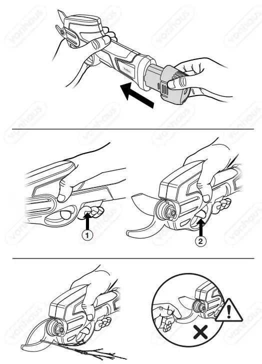 VonHaus 2500258 Cordless Garden Pruner - OPERATION