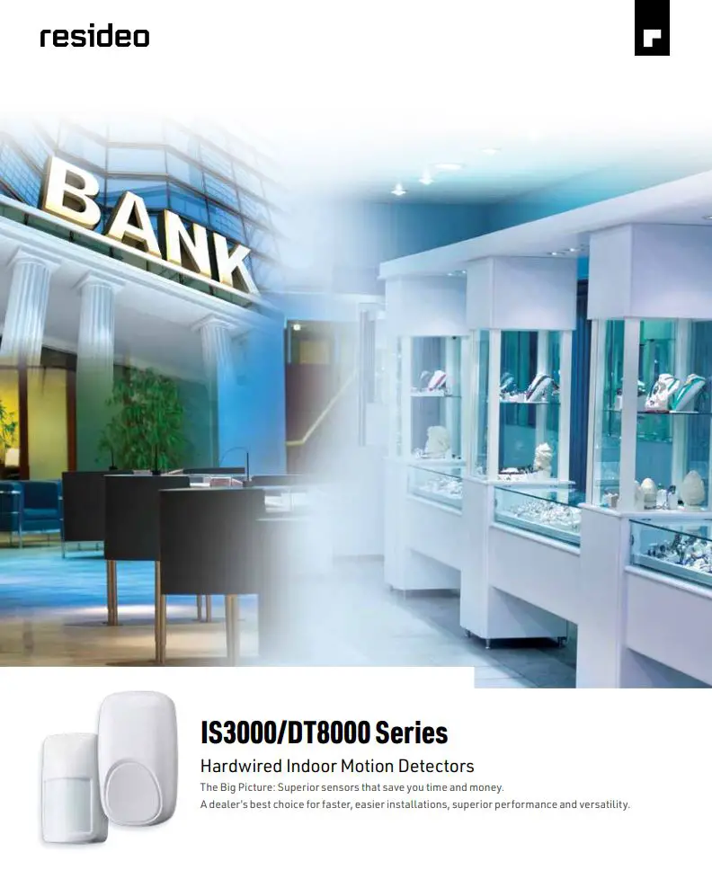 resideo DT8000 Series Hardwired Indoor Motion Detectors Instructions