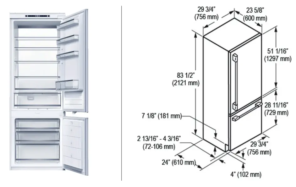 Fulgor Milano 28 OVERLAY BUILT IN FRIDGE - FIGURE 1