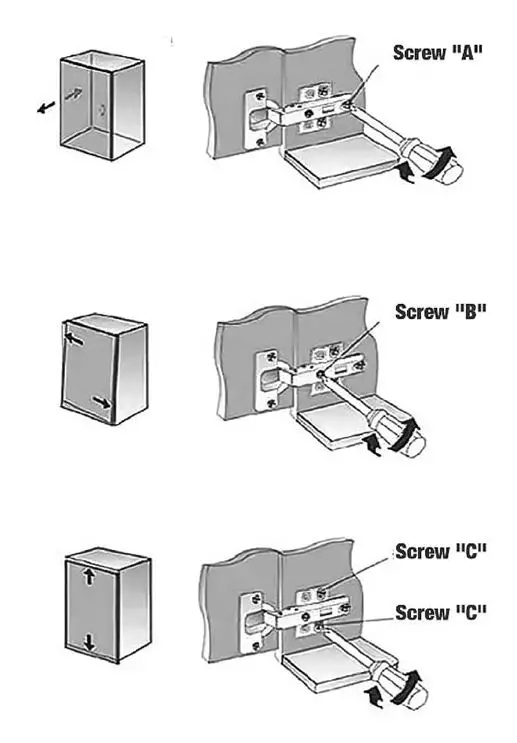 FUTURE GLASS SC1-PL-38X22 Nia Mirror Cabinet - Adjusting hinges - To make the door(s) in correct position