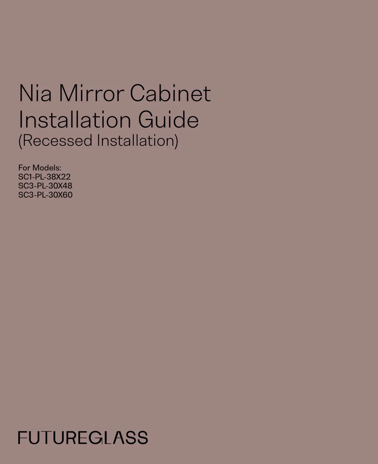 FUTURE GLASS SC1-PL-38X22 Nia Mirror Cabinet Installation Guide