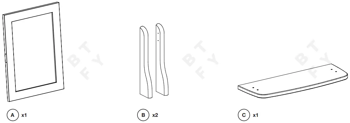 VonHaus 4000007 Grey Dressing Table Top Tilting Mirror on Stand - COMPONENTS