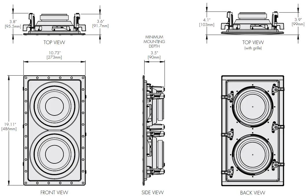 MARTINLOGAN Dynamo IW 0 High Resolution Open Back In Wall Subwoofer - Dimension