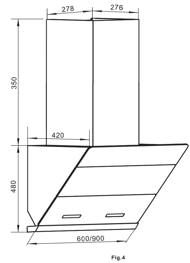 ECS6691G Cooker Hood Dimension