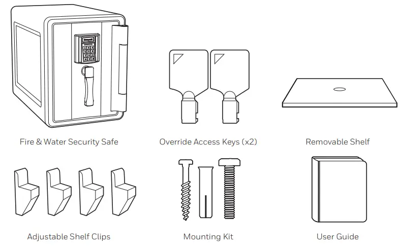 Honeywell 2911 Waterproof Fire and Theft Safe - PACKAGE CONTENTS