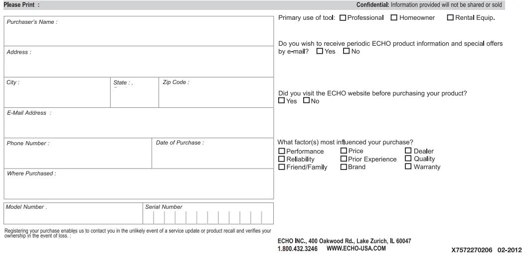 Product Registration Card