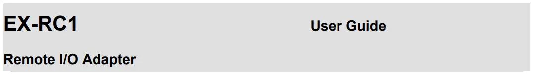 Unitronics Ex-rc1 Remote I/o Adapter User Guide