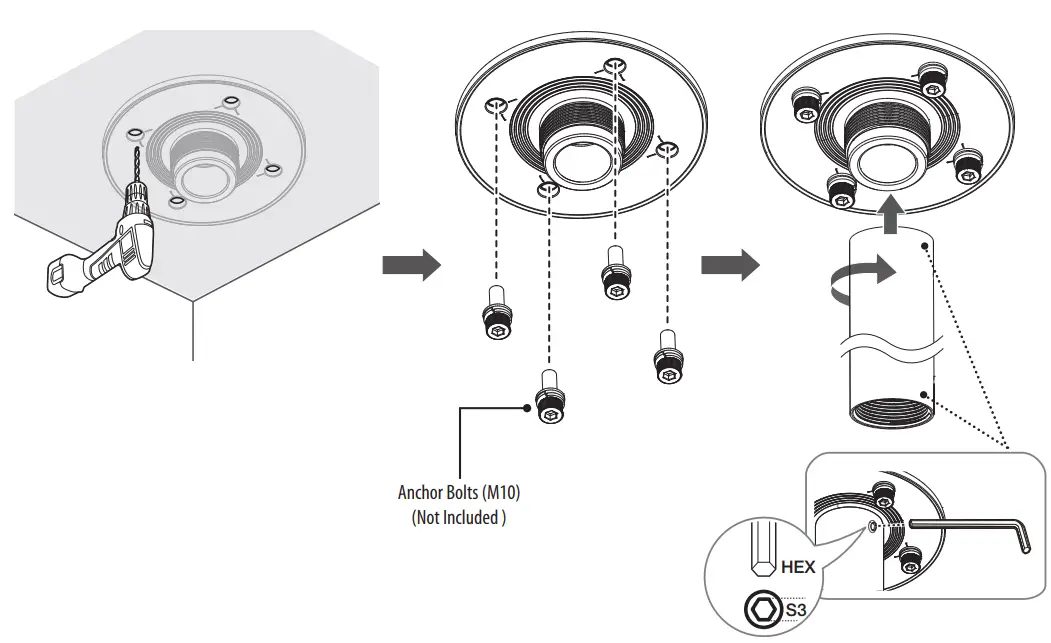 Hanwha-Vision-SBP-140CMB-Ceiling-Hanging-Mount-FIG-1