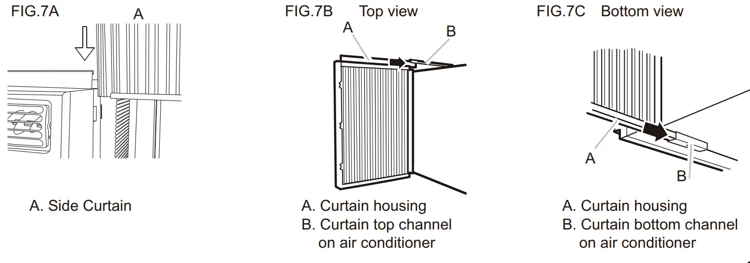 FRIGIDAIRE FFRE083ZA1 SLO3 Wall Mounted Room Air Conditioner - Curtains