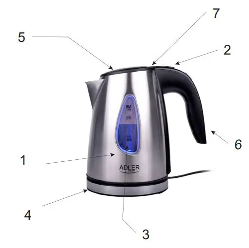 ADLER AD 1203 Kettle Metal 1,0 L fig1