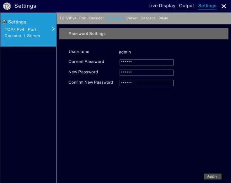 Comelit DEC0802 HD Decoder- Password Settings