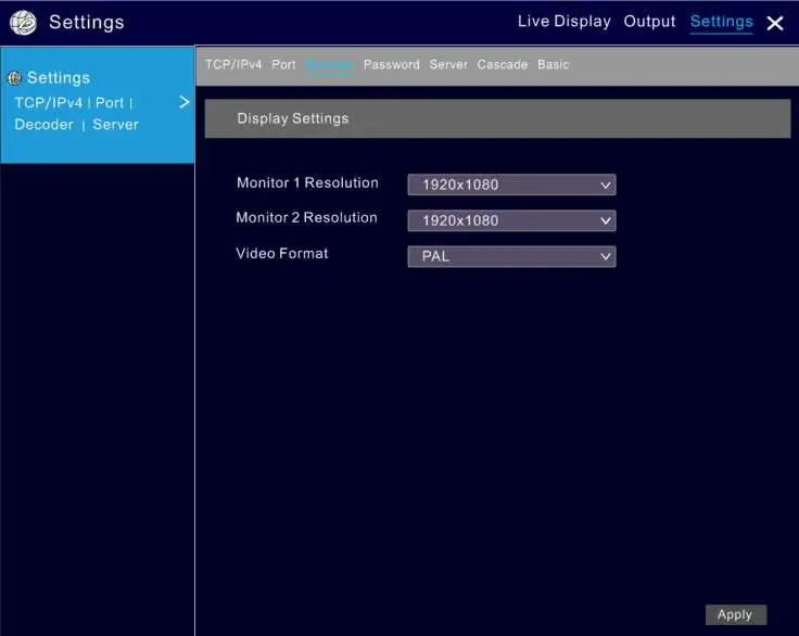 Comelit DEC0802 HD Decoder- Port Settings 2