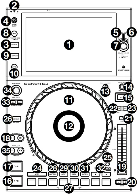 DENON DJ SC6000 Prime Professional DJ Media Player with Touch Screen - Panel