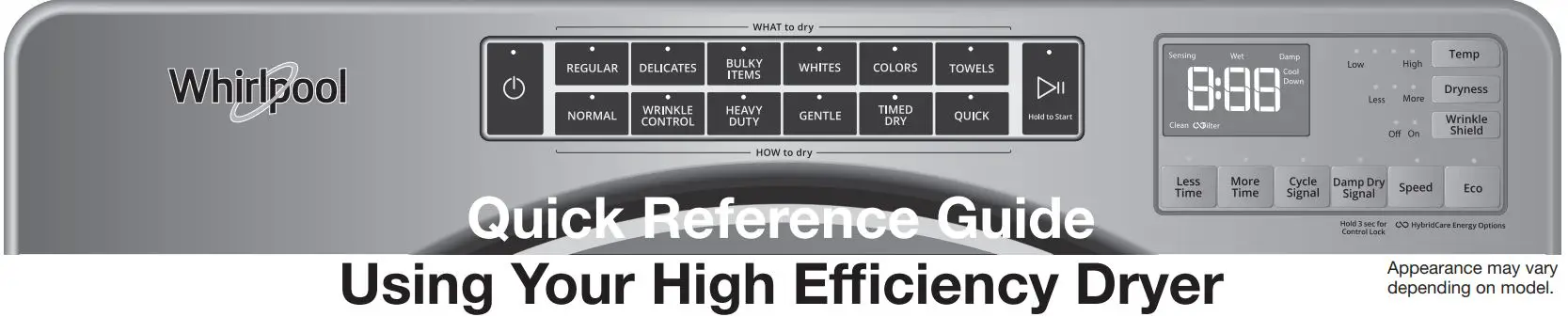 Whirlpool WHD862CHCS Closet Depth Front Load Heat Pump Dryer User Guide